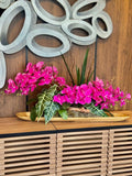 Arreglo Artificial Canoa De Orquídeas rosadas