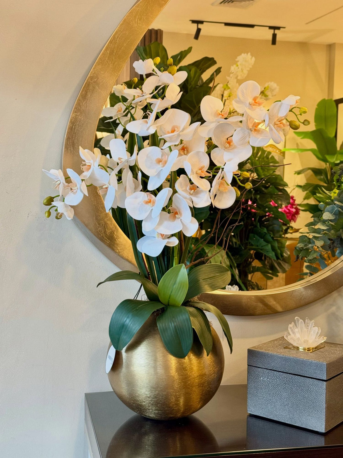 Arreglo Artificial Orquídeas Blancas de Colección