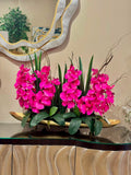 Arreglo Oversize Orquideas Rosadas Base dorada