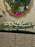 Canoa Plateada Oversize Orquídeas Blancas